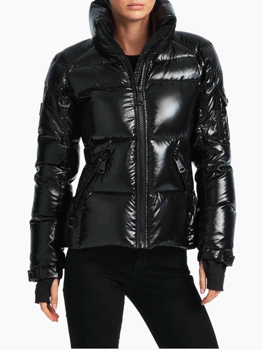 NEW SAM. Freestyle Down Puffer Jacket glossy black jet small